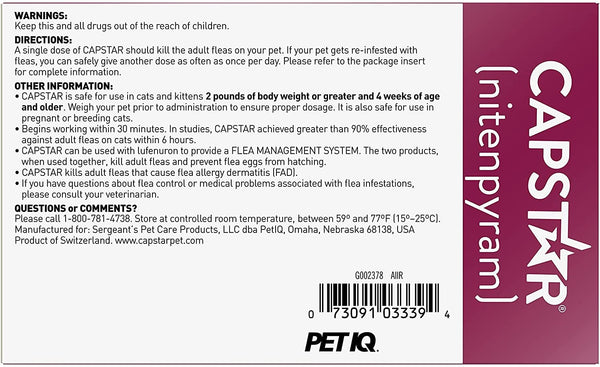 Capstar Flea Oral Treatment for Cats 2-25 lbs (6 Doses)