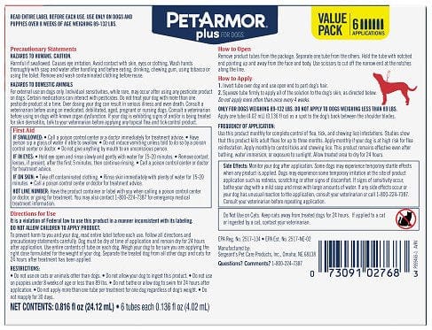 PetArmor Plus Flea & Tick Spot Treatment for Dogs, 89-132 lbs