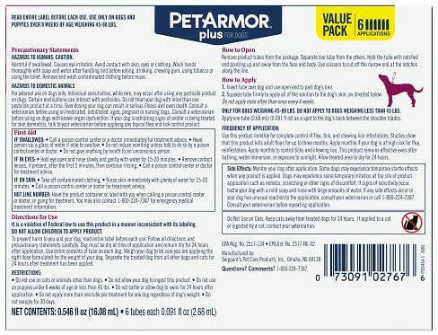 PetArmor Plus Flea & Tick Spot Treatment for Dogs, 45-88 lbs