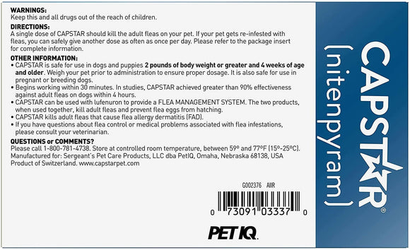 Capstar( Nitenpyram) Oral Flea Treatment for Dogs