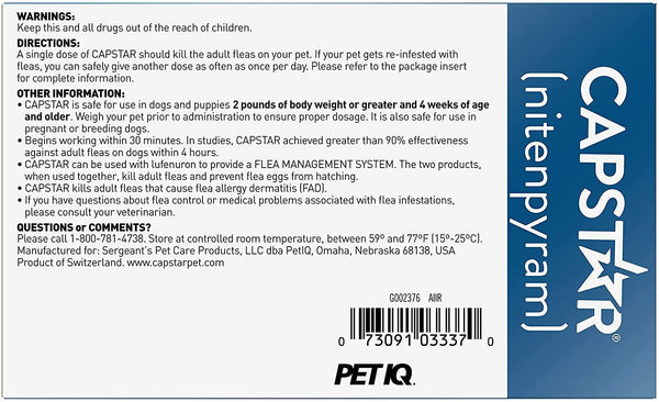 Capstar Flea Oral Treatment for Dogs 2-25 lbs (6 Doses)