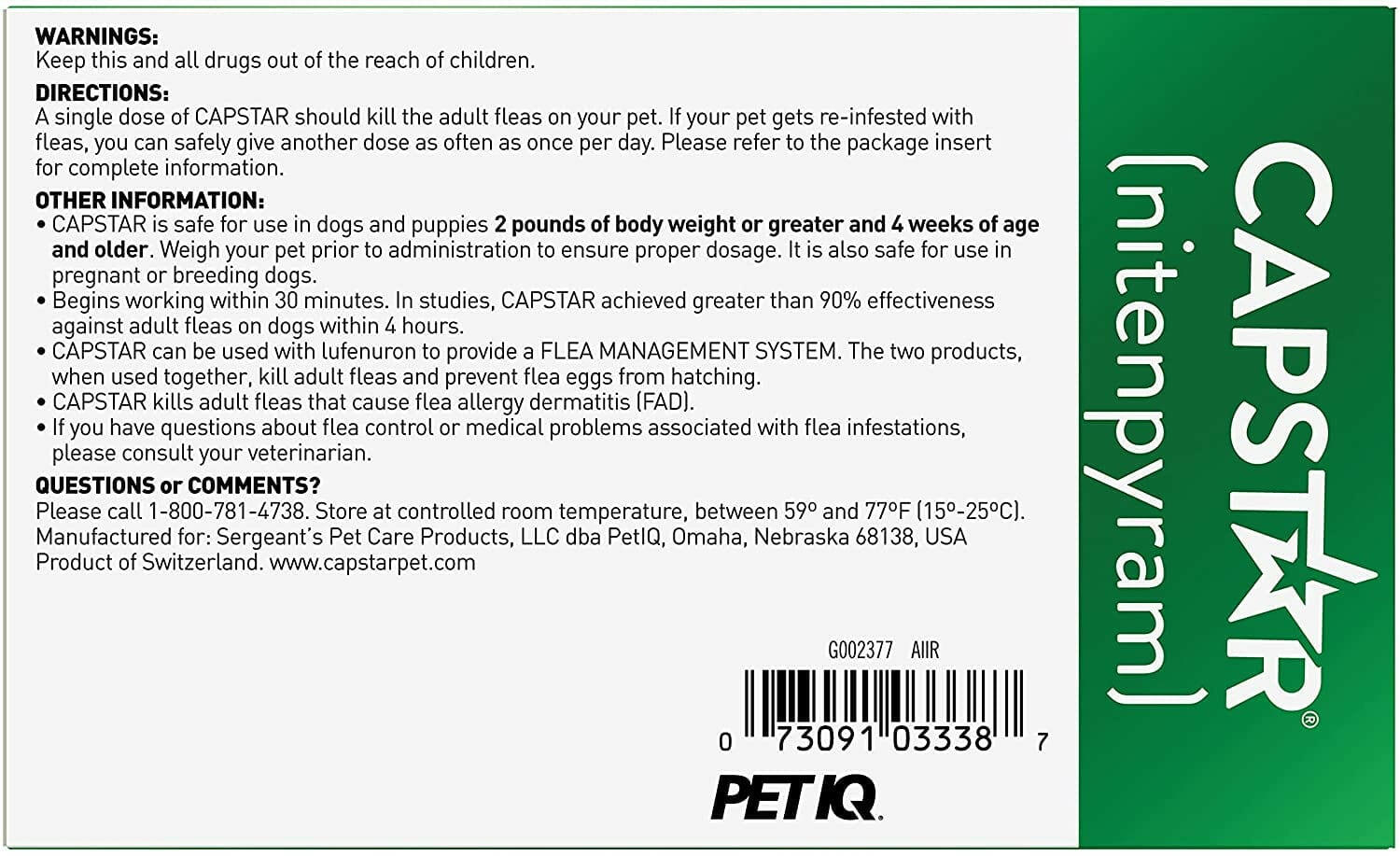 Capstar (Nitenpyram) Oral Flea Treatment for Dogs over 25 lbs