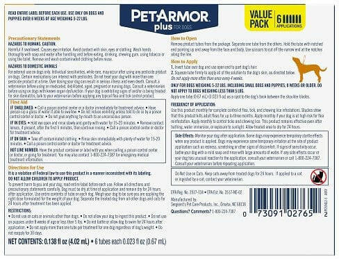 PetArmor Plus Flea & Tick Spot Treatment for Dogs, 5-22 lbs