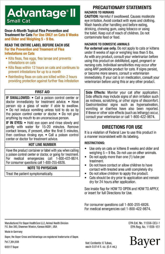 Advantage II Flea Control for Small Cats (5-9 lbs) Orange Box