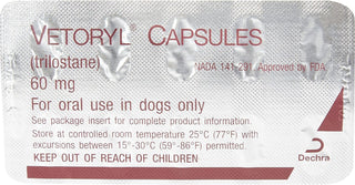 Vetoryl canine medication, 60mg dosage, displayed on a white surface
