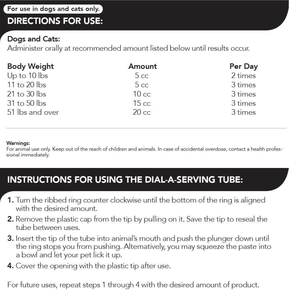 directions for use for vetri science fast balance gi paste