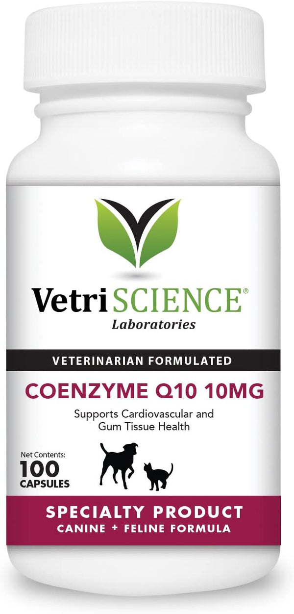VetriScience Coenzyme Q10 10mg Heart Supplement for Cats & Dogs (100 caps)