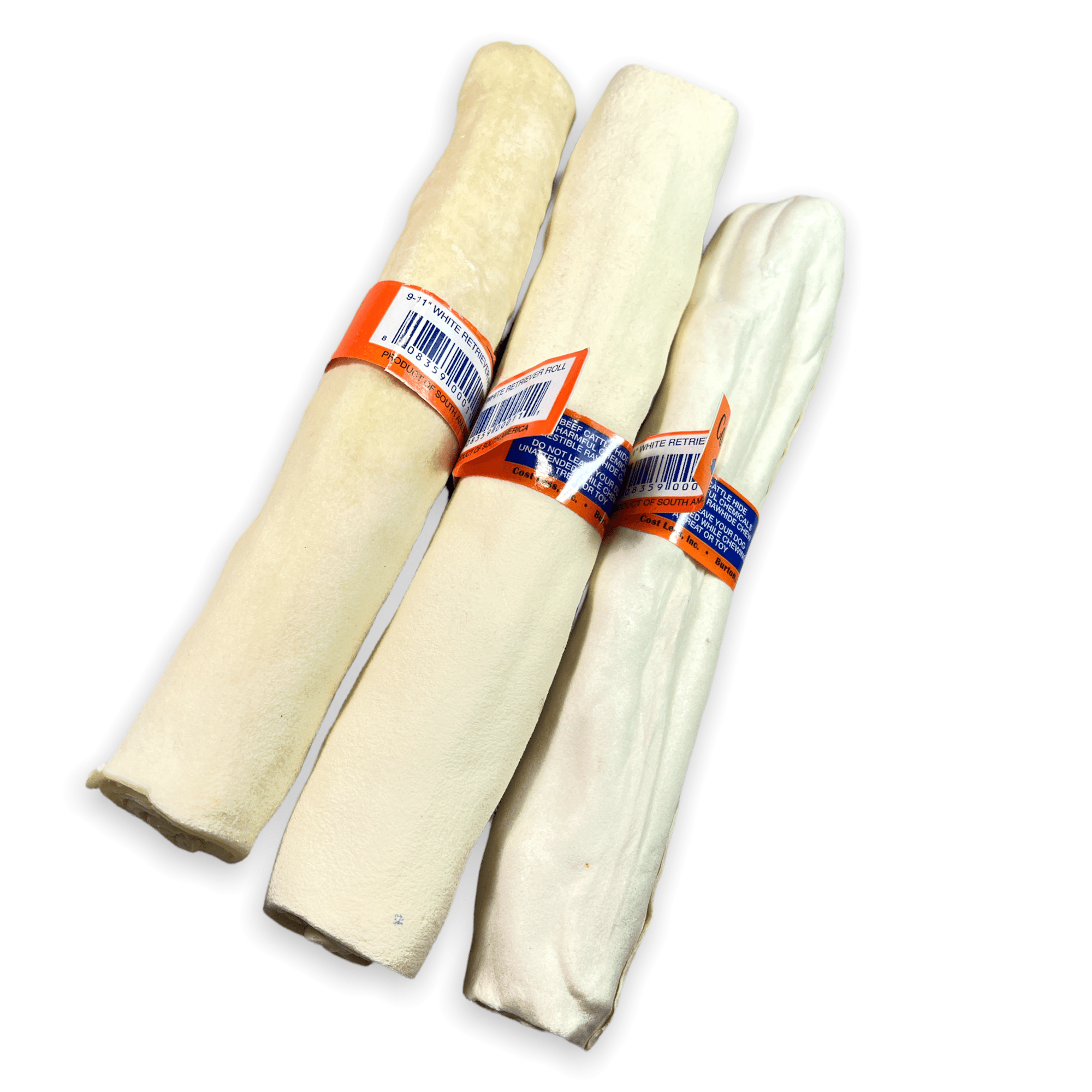 White Rawhide Retriever Roll - 9-11"