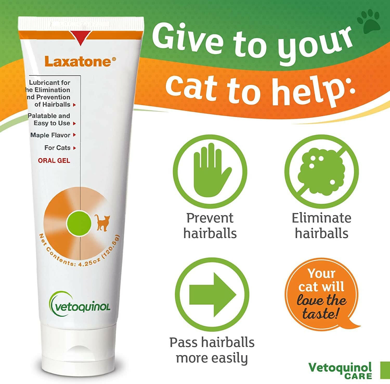 Laxatone Gel Hairball Control for Cats (Maple Flavor)