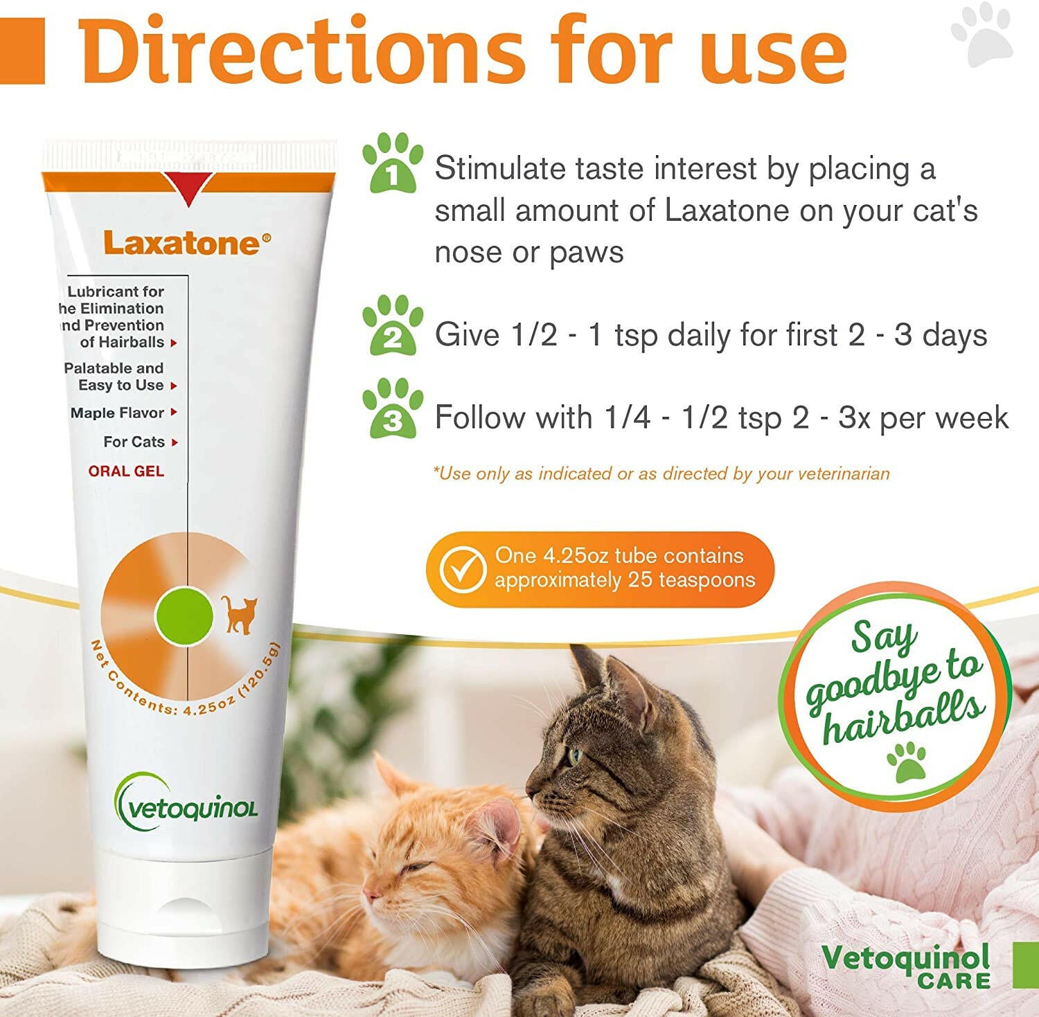 Laxatone Gel Hairball Control for Cats (Maple Flavor)