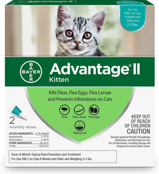 Advantage II Flea Control for Kittens 2-5 lbs (2 doses, 2 mos. supply) Teal Box