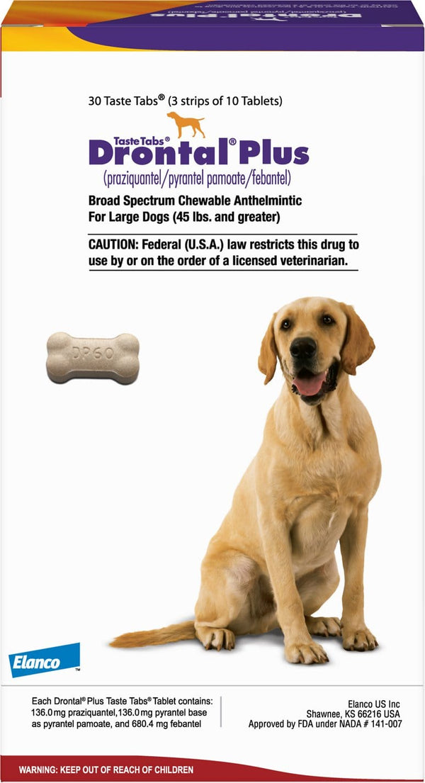 Drontal Plus for Large Dogs 14+ lbs (30 taste tabs)