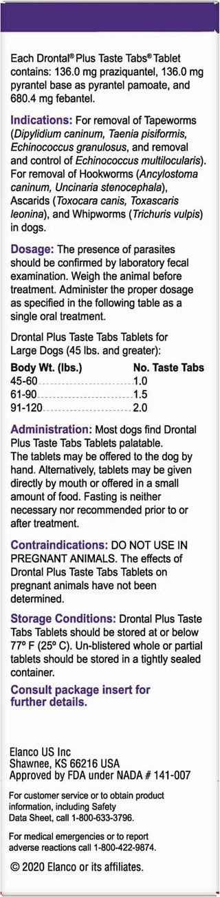 Drontal Plus for Large Dogs 14+ lbs (30 taste tabs)