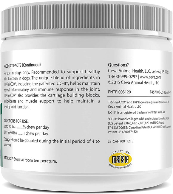 TRP-Tri-Cox Joint Support container for small dogs and puppies against a white backdrop