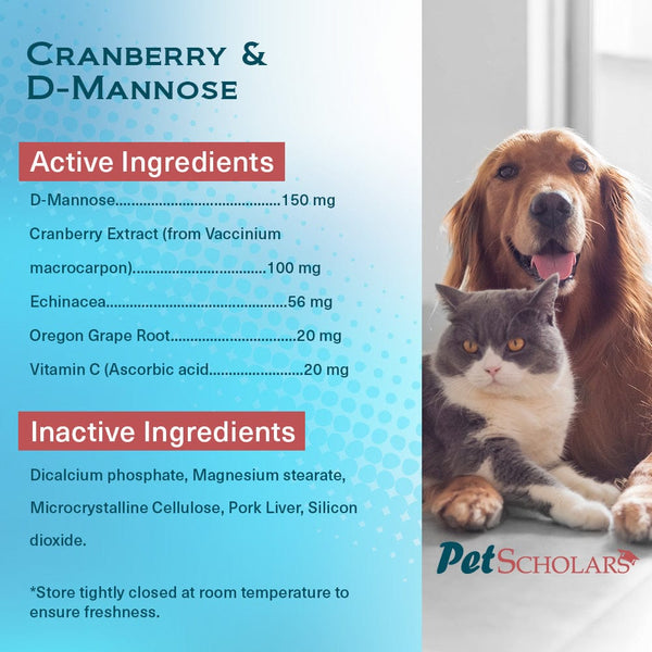 Pet Scholars Cranberry & D-Mannose Urinary Tract Support (75 Chewable Tablets)