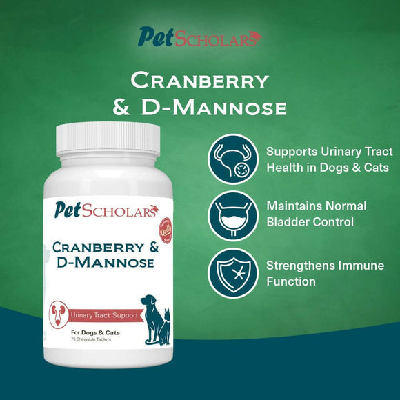 Pet Scholars Cranberry & D-Mannose Urinary Tract Support (75 Chewable Tablets)