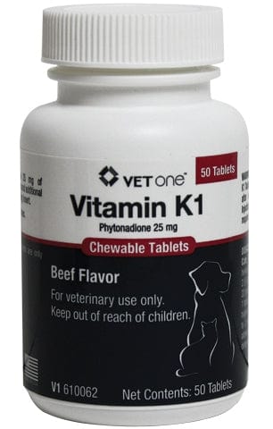 Vitamin K-1 Chewable Tablets, Beef Flavor, 25mg 50 Count
