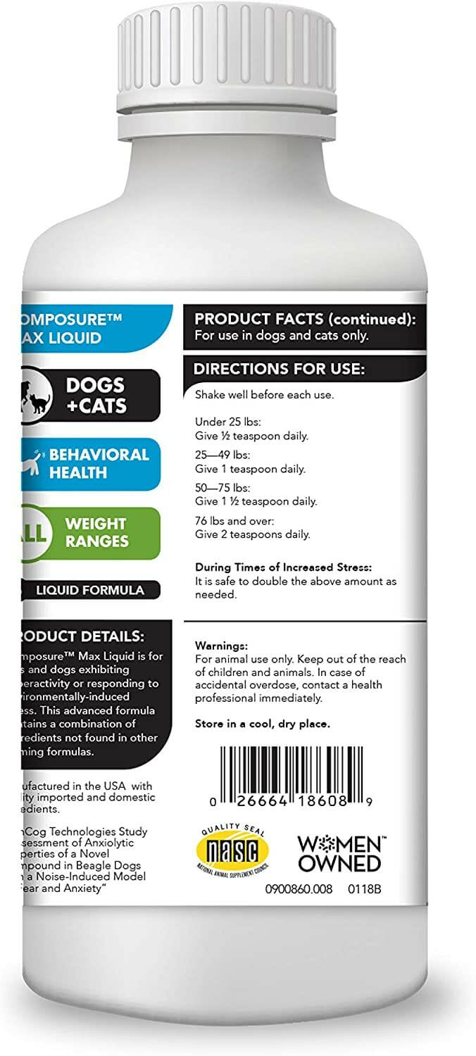 VetriScience Composure Liquid Calming Supplement for Cats & Dogs (8 oz)