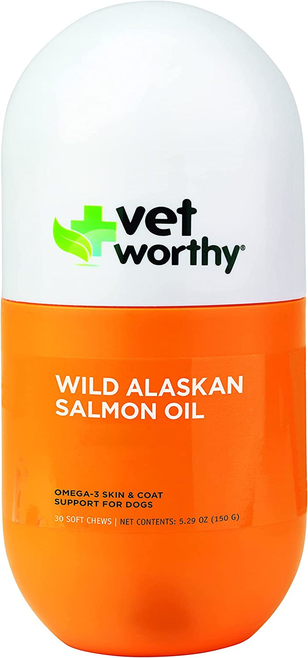 Vet Worthy Wild Alaskan Salmon Oil Skin & Coat Chews (30 ct)