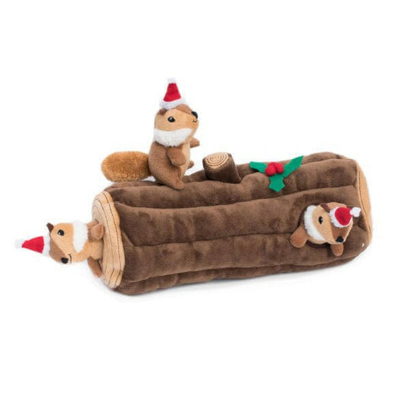 ZippyPaws Holiday Burrow Dog Toy, Yule Log