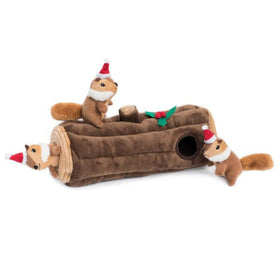 ZippyPaws Holiday Burrow Dog Toy, Yule Log
