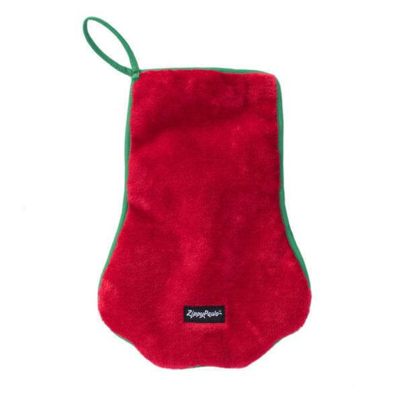 ZippyPaws Holiday Stocking for Pets, Red Paw